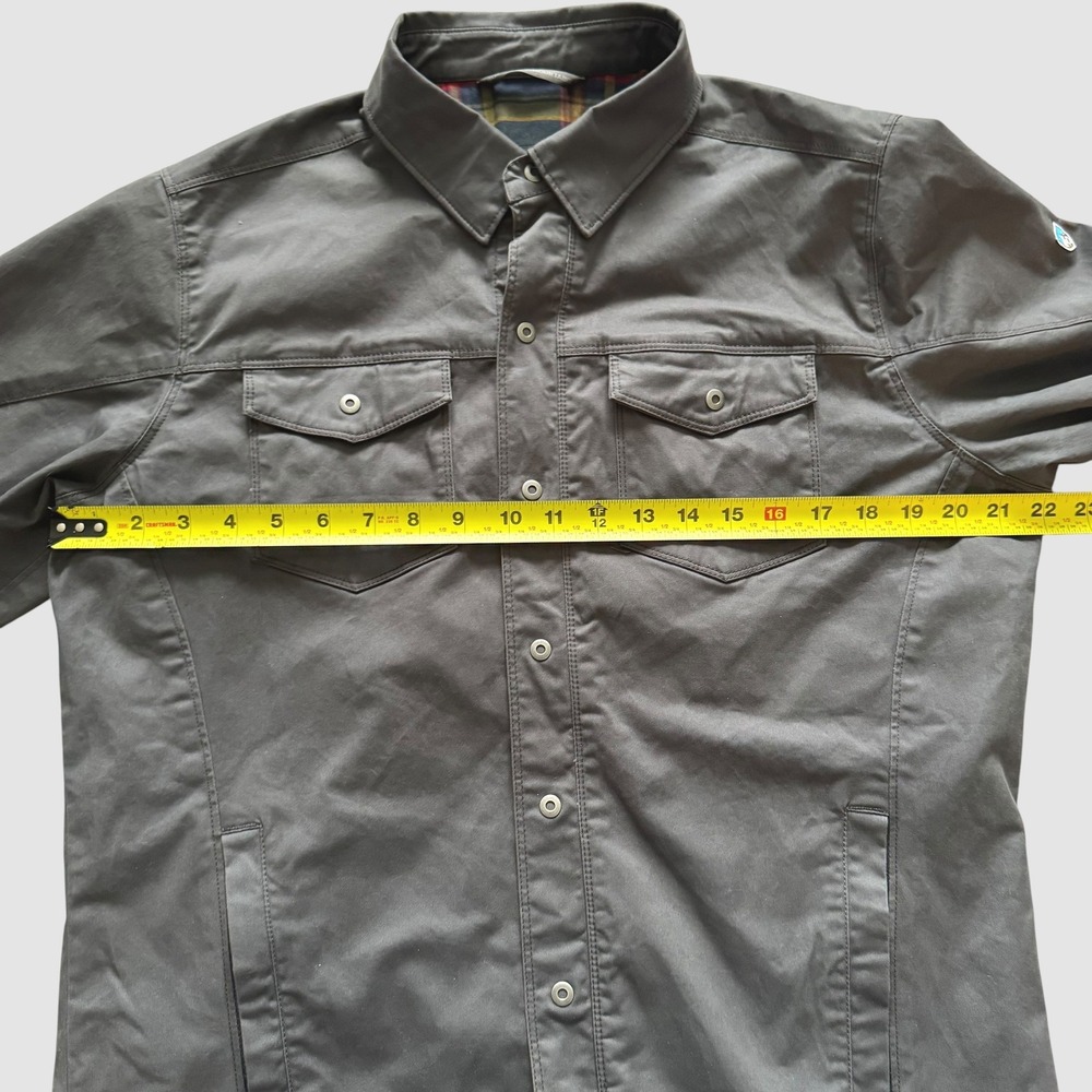 Kuhl Joyrydr Flannel Lined Shirt Jacket Gray Mens Medium Plaid Lining Shacket - Picture 6 of 14